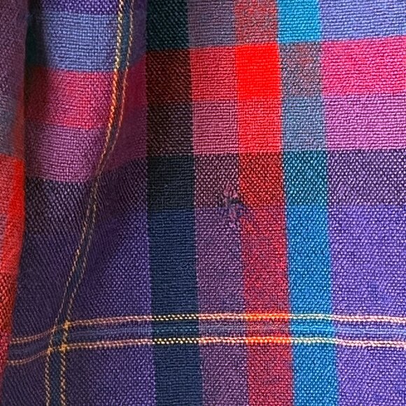 Pendleton 100% Wool Purple Plaid Flannel Button Up Vintage 90's Large - Picture 12 of 13